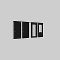 Stylish Black Hinged Doors With Minimalist And Paneled Designs Golden Handles White Wall Background