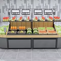 Multi Layer Fruit Display Shelf With Green Vegetables Oranges Watermelons And Red Fruits 3d model