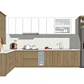 Wooden Kitchen Cabinets With White Wall Units Wine Rack Countertop And Stainless Steel Refrigerator