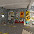 Safety Education Exhibition Area With Yellow Structure And Display Boards