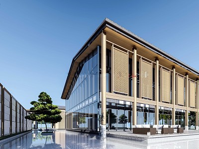 New Chinese Sales Office Building Sales Department 3d model