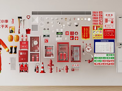 Essential Fire Safety Equipment Collection With Extinguishers Hydrants Hoses Axes And Signs 3d model