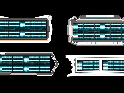 Futuristic Structural Design Featuring Blue Illuminated Panels In Various Geometric Shapes 3d model