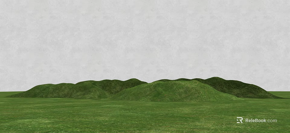 Lush Garden Landscape With Green Grass Rolling Hills And Open View 3d model 