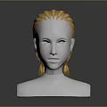3D Game Film Character Head Model With Blonde Hair And Stylized Design Features