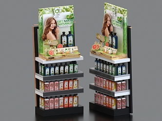 Shampoo shower gel supermarket shelf showcase booth commodity packaging 3d model