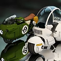 Stylish Green And White Motorcycles With Number 19 Transparent Canopy And Reflection