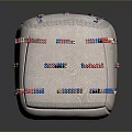 Light Colored Decorative Cube Cushion With Colorful Braided Stitches And Patterned Design 3d model