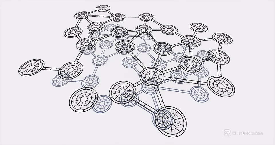 Ceiling Structural Design With Grid Frame And Circular Nodes 3D Model Sketch 3d model