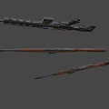 Various Types of Tactical Rifles with Wooden Stocks and Black Metal Components