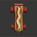 Adorable Pig Themed Toy Vehicle Resembling Hot Dog With Red Wheels And Pink Accents