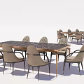 Elegant Modern Dining Table Set With Beige Chairs And Circular Tabletop Patterns 3d model