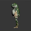 Green and White Spotted Frog 3D Model with Anthropomorphic Standing Posture 3d model