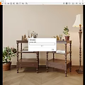 Elegant Wooden Side Tables With Photo Frame Scented Bottles Books And Potted Plant In Living Room