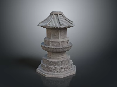 Traditional Stone Pagoda Style Architectural Structure With Carved Base And Roof 3d model