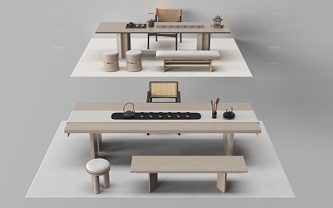 New Chinese Tea Table and Chair 3d model