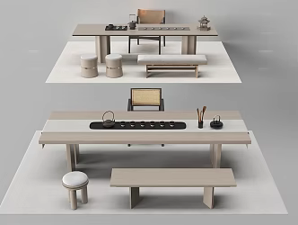New Chinese Tea Table and Chair 3d model