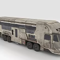 Rugged Industrial Recreational Vehicle With Long Body Multiple Windows Roof Equipment And Metallic Exterior
