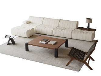 Modern Sofa Coffee Table Multi-Person Sofa Leisure Chair 3d model