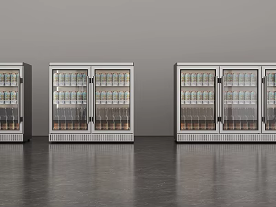 Commercial Beverage Display Refrigerators With Glass Doors And Multiple Units For Retail Stores 3d model
