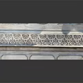 Ornamental Architectural Component Featuring Intricate Carvings Silver Finish And Perforated Patterns