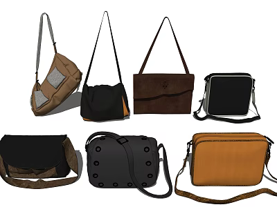 Fashionable Various Style Bags With Crossbody Handheld Designs And Multiple Colors 3d model