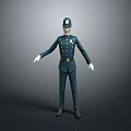 3D Police Officer Character Model in Dark Blue Uniform With Hat And Badge