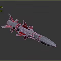 Advanced Silver Missile Weapon With Red Components And Aerodynamic Fins Structure 3d model