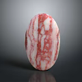 Oval Red And White Veined Stone With Polished Surface And Reflection 3d model