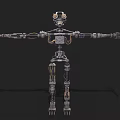 Intelligent Machine With Metallic Skeleton Exposed Wires Mechanical Joints Extended Arms And Detailed Legs