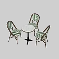 Outdoor Sofa Set With Green White Striped Seats Brown Frame And Round Table