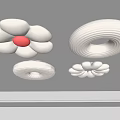 Modern Ceiling Lights Featuring Flower Shaped And Round Textured Designs With Red Accent 3d model