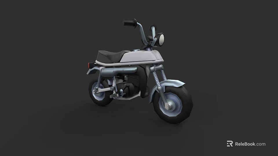 Silver Mini Motorcycle With Modern Design Black Seat Headlight And Sturdy Wheels 3d model 