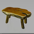 Natural Wood Rustic Stool Featuring Irregular Shape And Four Solid Wooden Legs 3d model