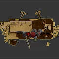 Red And Gray Robot Standing In Broken Brick Wall Doorway With Debris