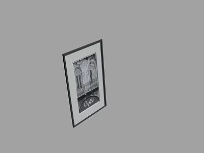 Framed Black and White Architectural Photo with Classic Arch Design for Wall Decor 3d model