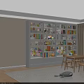White Multi Tiered Bookcase With Colorful Books Decorations Storage Boxes And Wooden Table Chairs