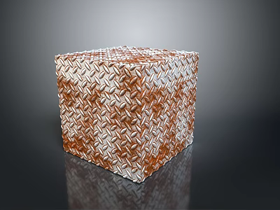 Red And White Interlaced Pattern Cube With Shiny Reflective Surface 3d model