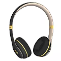 Stylish Over Ear Headphones With Black White Design And Gold Accents