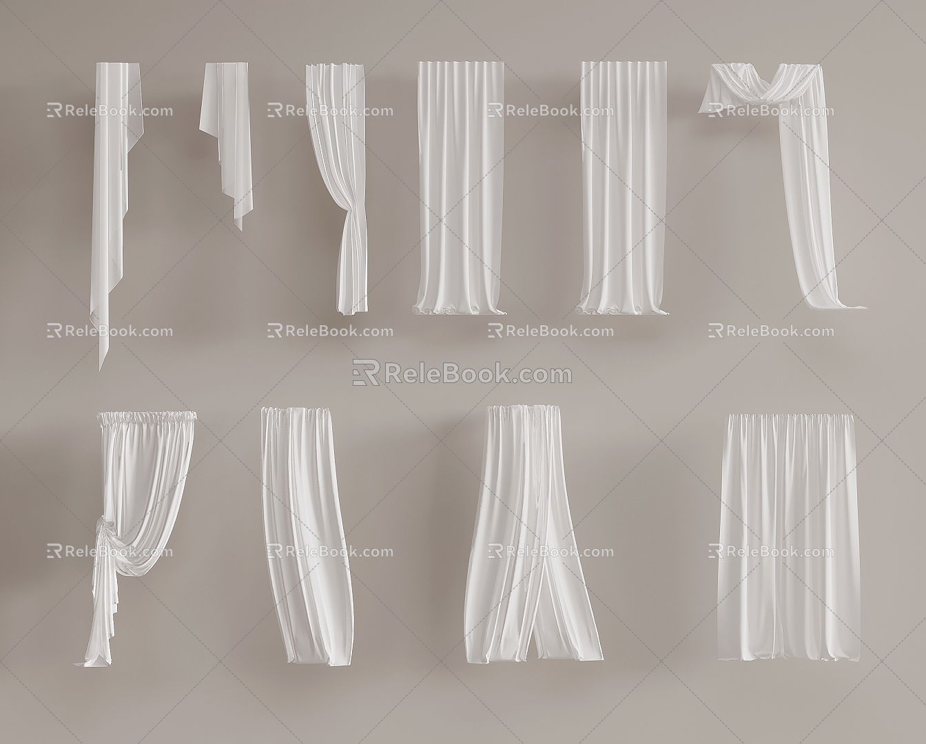 modern gauze curtain curtain 3d model