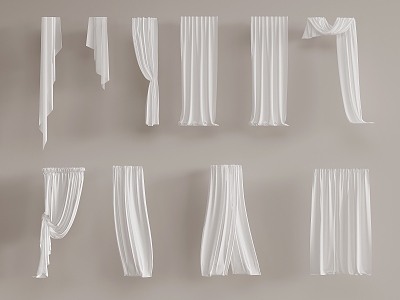 modern gauze curtain 3d model