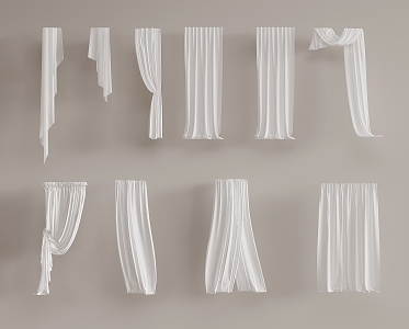 modern gauze curtain 3d model