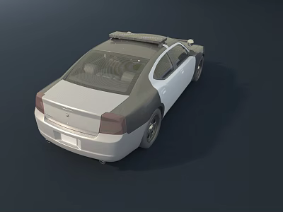 Police Car Sedan With Roof Emergency Lights And White Dark Exterior Design 3d model