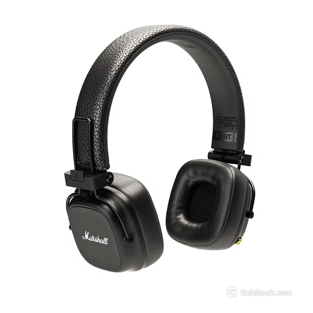 Marshall Black Over Ear Headphones With Leather Headband And Soft Ear Cushions 3d model 