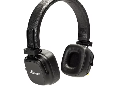 Marshall Black Over Ear Headphones With Leather Headband And Soft Ear Cushions 3d model