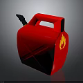 Red Plastic Fuel Can With Black Spout And Yellow Flame Symbol For Daily Use