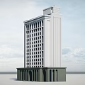 High Rise Residential Building With White Exterior And Arched Base Structure