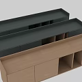 Modern Storage Cabinets With Drawers Open Compartments And Wooden Gray Finishes