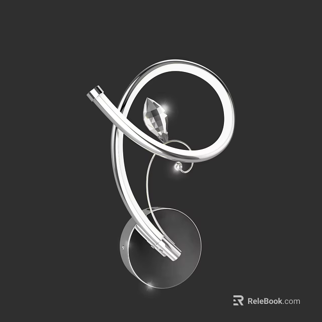 Modern Wall Sconce With Curved Metal Frame Crystal Accent And Glass Base 3d model 