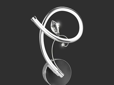 Modern Wall Sconce With Curved Metal Frame Crystal Accent And Glass Base 3d model